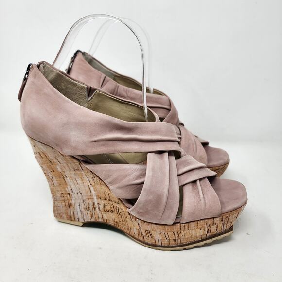 Lisa for Donald J. Pliner Platform Wedge Sameh Leather Back Zip Women Mauve 8.5M - Picture 1 of 15
